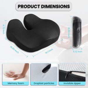 Cuscino in Memory Foam per Sedia da Ufficio, Sollievo dalla Pressione per Sedia da Scrivania, Auto, Sedia a Rotelle, Alleviamento del Dolore all'Anca e al Coccige - Product Image 3