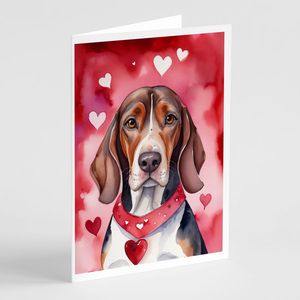 American English Coonhound Whimsical A7 Tamaño 5x7 My Valentine Note Cards Pack 8 Tarjetas en blanco con sobres - Product Image 1