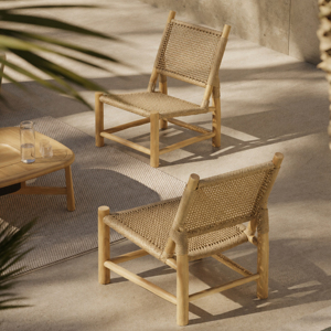Sofá individual de ratán de lujo, moderno y bohemio, silla de exterior premium con ramas de teca para hotel, resort o patio, hecho en Indonesia. - Product Image 1