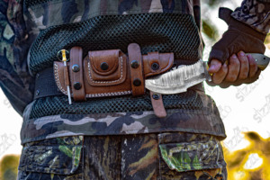 Custom Handcrafted Damascus Steel Hunting <b>Knife</b> Fixed Blade Drop Point <b>Bone</b> <b>Handle</b> Outdoor Survival <b>Knife</b> with Leather Sheath - Product Image 5