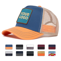 Casquette Trucker Personnalisée 5 Panneaux, Patch en Cuir Bicolore, Logo Oiseau, Multicolore, Hommes Femmes, Sports de Plein Air, Pêche, Publicité, Vente en Gros, ODM