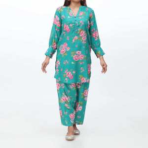 2PC Ensemble de pelouse imprimé numérique pour femmes PS4346 Ensemble élégant et élégant - Product Image 3