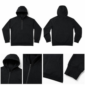 Sweat à capuche unisexe avec fermeture éclair, motif uni, tissu tricoté, teinture unie, impression numérique, 100% coton - Product Image 4