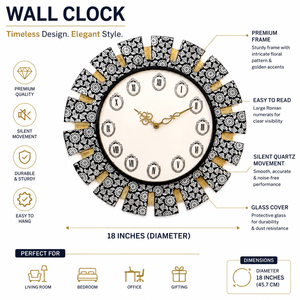 Handcrafted Wooden Painted <b>Battery</b> Operated Quartz Contemporary Decorative Wall <b>Clock</b> with Artistic Floral Dial - Product Image 5