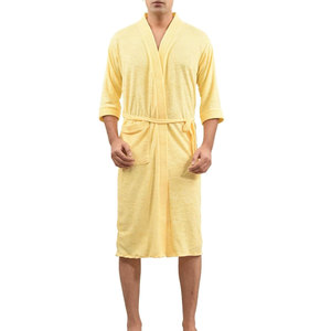Peignoir en polaire pour homme 100% coton à manches longues avec capuche pour la maison, l'hôtel et le spa - Chaleur toute saison - Product Image 1