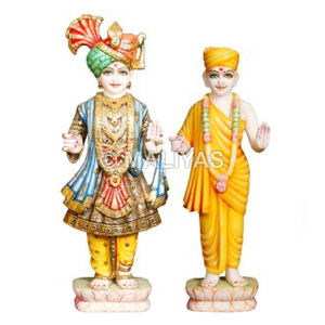 Ídolos de mármol de Swaminarayan y Gunatitanand Swami |   Conjunto de Murti Akshar Purushottam – Maliyas - Product Image 1
