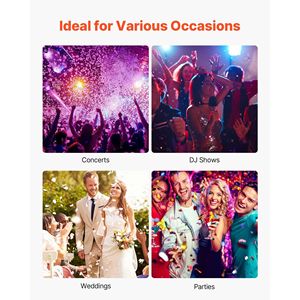 Machine à confettis électrique portable 1500W, canon à confettis puissant avec télécommande manuelle DMX512 pour les fêtes - Product Image 6