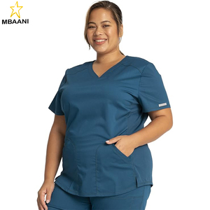 <b>Scrubs</b> for Women V-Neck <b>Scrub</b> <b>Top</b> with 2 Pockets, Mesh Panels, Soft Stretch Durable Easy Care Nursing Uniform - Product Image 2