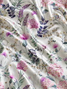 Tela de Satén de Algodón con Estampado Floral, Tejido de Peso Medio 180g/m, Textil para Ropa de Cama, Decoración Suave para el Hogar - Product Image 1