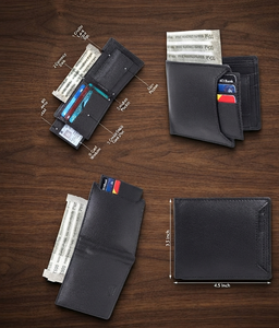 Portefeuille court personnalisable pour hommes Sac à main noir Type de fermeture ouverte Doublure en nylon Services de personnalisation inclus - Product Image 1