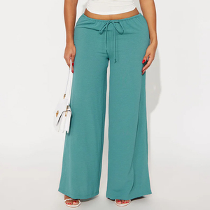 Pantalones anchos ligeros para mujer, pantalones informales holgados de cintura alta, transpirables, cómodos, elegantes, para uso diario - Product Image 4