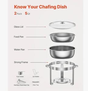 Ensemble de 2 chauffe-plats de haute qualité en acier inoxydable à prix avantageux - Product Image 2
