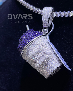 Pendentif Mug Moissanite Iced Out, Breloques pour Tasses à Café, Bijoux pour Enfants, Pendentif en Argent 925, Cadeau pour les Amateurs de Café, Pendentif Barista - Product Image 5