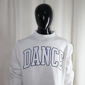 Sweat-shirt à col montant gris cendré DANCE, 100% coton, avec broderie appliquée blanche, col large, URBAN PRODUCTIONS - Product Image 1