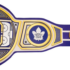 Ceinture de championnat de MMA, de judo et de lutte en alliage de zinc de qualité supérieure, ceinture de luxe des Maple Leafs de la WWE, sangle en cuir réglable, plaqué or bleu - Product Image 5