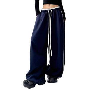 Men's Navy <b>Harem</b> Pants Elastic Waist Drawstring Side Pockets Casual Knitted Midweight Breathable Autumn Style - Product Image 3