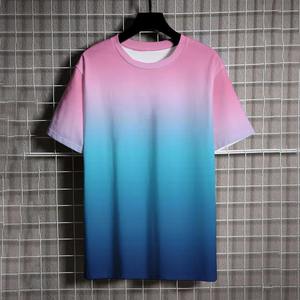 เสื้อยืดคอกลมแขนสั้นผู้ชาย ไล่เฉดสี ผ้าถัก ทรงปกติ สีชมพูล้วน สไตล์ลำลอง - Product Image 6