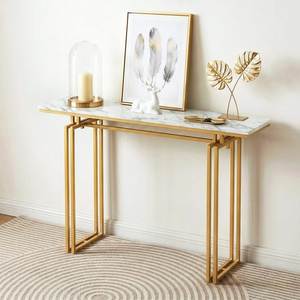 Designer Steel <b>Console</b> <b>Table</b> Featuring Marble Surface Elegant Decorative Furniture For Contemporary Bedroom Interior Styling Pro - Product Image 3