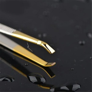 Pince à épiler incurvée plaquée or de haute qualité, 1/5 pièces, moderne, durable, pointe de précision, pointe droite et pointue, écologique, en acier inoxydable - Product Image 3