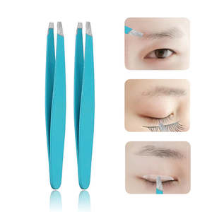 Pince à épiler légère, réutilisable, écologique, en acier inoxydable bleu, à volume incliné, personnalisable pour cils et sourcils - Product Image 6