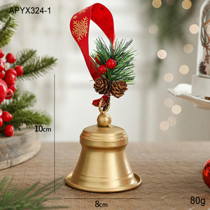 Campana Navideña de Metal, Decoraciones Navideñas Doradas, Campanas Vintage de Metal con Colgante de Piña - Product Image 6