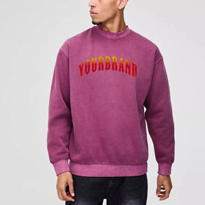 Sweat-shirt pour homme de haute qualité, col rond, violet, coupe classique, imprimé lettres sur le devant, vêtement décontracté pour l'automne, 100% coton, tricoté - Product Image 4