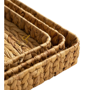 Handwoven Water Hyacinth <b>Storage</b> <b>Basket</b>, Set Of 3 <b>Rectangular</b> Boho Trays, Table <b>Storage</b> Organizer - Product Image 3