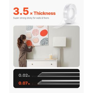 Cinta Adhesiva Transparente de Doble Cara de 16 Pies de Largo, Cinta de Montaje en Pared de Alta Resistencia, Reutilizable y Removible - Product Image 5