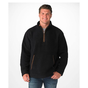 Chaqueta de lana sherpa negra para hombre, gruesa, con cuello alto y media cremallera, abrigo de invierno - Product Image 2