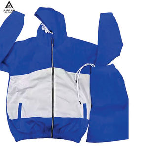 Ensemble de survêtement coupe-vent à capuche AIFRAN violet uni, veste légère zippée avec short, 100% polyester, unisexe - Product Image 2