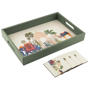 ถาดเสิร์ฟไม้สนพร้อมผ้าลายเพสลีย์ |   ขายส่งโมราบาดาบาด - Product Image 2