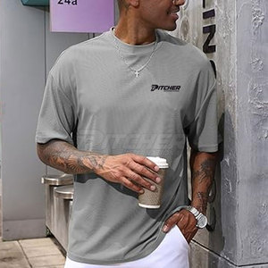 Camiseta Extra Grande para Hombre, Corte Holgado, Estilo Urbano Contemporáneo, Tela de Algodón Suave, Cómoda para Uso Diario Informal - Product Image 4