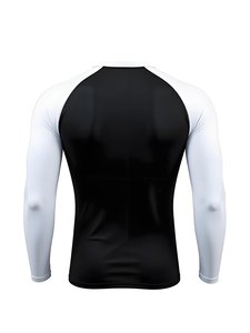 Camiseta Deportiva de Compresión para Hombre, Manga Raglán, Negra y Blanca, Secado Rápido, Corte Ajustado, Cuello Redondo, Manga Larga, para Entrenamiento - Product Image 4