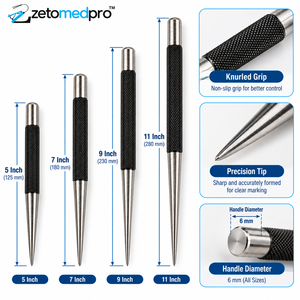 เครื่องมือเจาะและทำเครื่องหมายโลหะแบบมืออาชีพ ทำจากสแตนเลสสตีล ยี่ห้อ ZetomedPro - Product Image 6