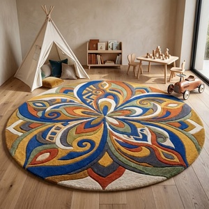 Rectangle Modern Geometric Eco Friendly Medium Pile <b>Hand</b> <b>Tufted</b> Plush Non Slip Living Room Wool Acrylic Cotton Backing Area <b>Rug</b> - Product Image 2