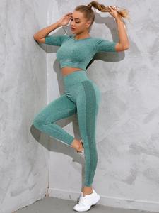 Nouvel Arrivage Ensemble de Compression 2 Pièces pour Femme Respirant Écologique Séchage Rapide Logo Frontal Sans Couture Legging de Sport Soutien-Gorge de Sport Ensemble de Yoga - Product Image 4