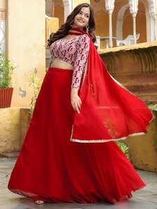 Wedding <b>Red</b> Chiffon Floor-Length Bridesmaid Dress Simple Patterned <b>Crop</b> <b>Top</b> Long Sleeve A-Line Natural Waist O-Neck Classic - Product Image 4