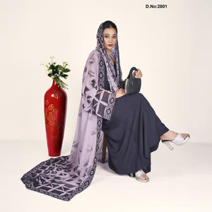 Elegant Chiffon Abaya Style <b>Shrug</b> <b>for</b> Modest Wear, Flowing Silhouette, Printed Design, Lightweight Fabric, Graceful Evening Look - Product Image 2