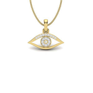 Colgante de Ojo Turco en Oro Amarillo con Diamantes de Corte Brillante Redondo, Estilo Religioso, para Uso Diario Unisex - Product Image 3