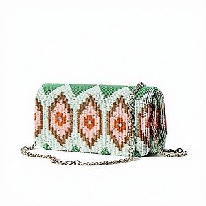 Cartera de mano clásica de lujo hecha a mano con cadena de perlas geométricas, bordado vintage para mujer, bolso de noche ecológico, regalo de diseñador - Product Image 4