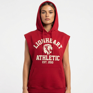 Puff Printed Women <b>Sleeveless</b> <b>Hoodie</b> Winter Wear Hooded Sweatshirt Cotton Fleece <b>Sleeveless</b> Pullover <b>Hoodie</b> Ladies Workout Hood - Product Image 3