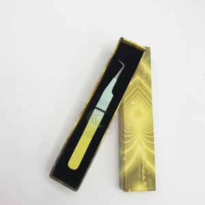 Venta caliente 90 grados Ombre polvo recubrimiento plata punto Acero inoxidable pestañas pinzas diamante patrón tarjeta caja embalaje mano - Product Image 1