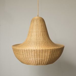 Organic Woven Rattan Lampshade Smooth Contour Pendant <b>Light</b> Fixture Retro Hanging <b>Ceiling</b> Lamp for <b>Office</b> Study - Product Image 2