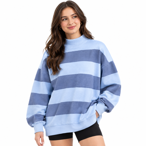 Women’s <b>Mock</b> Neck Oversized Sweatshirt Loose Fit Long Sleeve Top Casual Everyday Pullover Relaxed Streetwear Fashion - Product Image 5