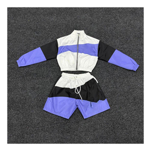 Men's Waterproof Color Blocking Tracksuit <b>Shorts</b> Sleeveless Half-<b>Zip</b> Fleece-Lined Lightweight Polyester/Cotton Quick Dry Zipper - Product Image 3