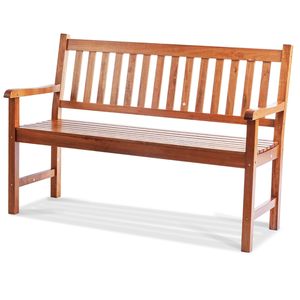 Banc de jardin en bois d'extérieur de 50 pouces avec dossier et accoudoirs, capacité de charge de 800 lb pour les parcs et jardins extérieurs - Product Image 4
