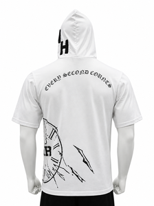 <b>Men's</b> Summer <b>Short</b> <b>Sleeve</b> <b>Hoodie</b> 100% Cotton Combed Cotton Half Zip Silk Screen Printed Hooded Casual Streetwear Custom Logo - Product Image 2