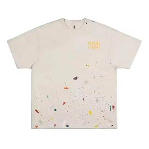 Camiseta de Manga Corta para Hombre, Diseño Personalizado OEM ODM, con Patrón Colorido Pintado a Mano, Cuello Redondo, Corte Regular, Tejido de Jersey de Algodón Informal - Product Image 4