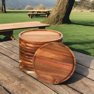 Customized Eco-Friendly High Quality Modern Round Wedding <b>Disposable</b> Wooden Engraved Pallets <b>Plate</b> Dish Decorative Trays - Product Image 2