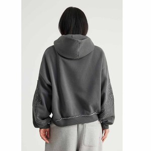 Women Oversized Hoodie Embroidered <b>Heart</b> Design Drop-Shoulder Solid Color Cotton Knitted <b>Sweatshirt</b> Autumn Casual Wear - Product Image 3
